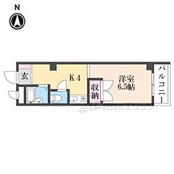 田村マンション 1Kの間取図画像