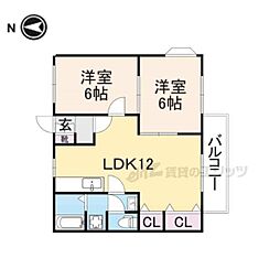 エスポワールB 2LDKの間取図画像