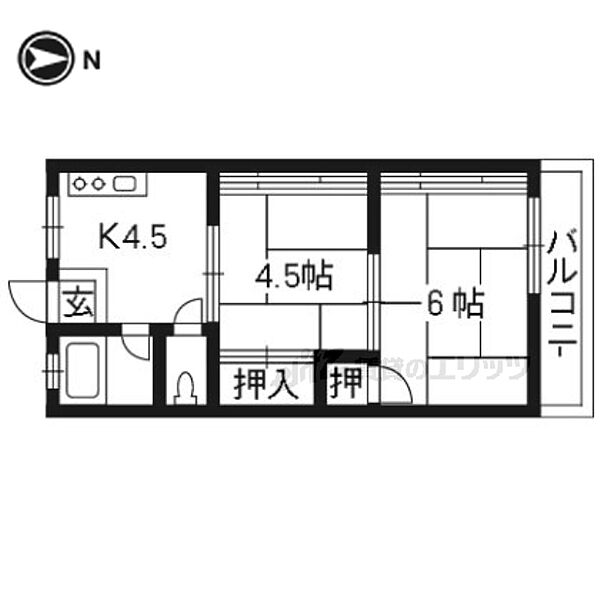 大阪府枚方市三栗１丁目(賃貸アパート2K・2階・28.00㎡)の写真 その2