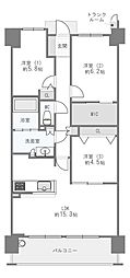リバーガーデン森の城 3LDKの間取図画像