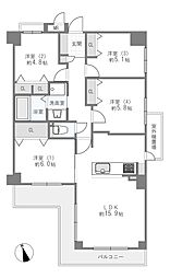 トーカンマンション千里・五月が丘 4LDKの間取図画像