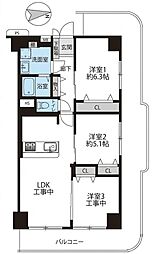 シャルム京橋 3LDKの間取図画像