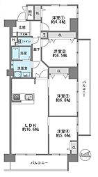ファミールハイツ北大阪4号棟 4LDKの間取図画像