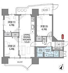 北緑丘団地北緑丘第3住宅12号棟 3LDKの間取図画像