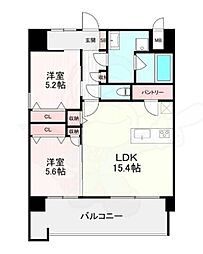 サンショウ レジデンス西新 2LDKの間取図画像