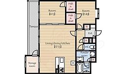 BRAST城西 2LDKの間取図画像
