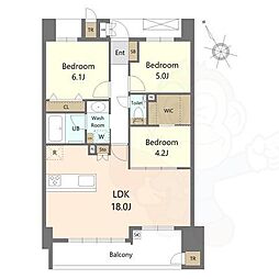 S-RESIDENCE愛宕SOUTH 3LDKの間取図画像