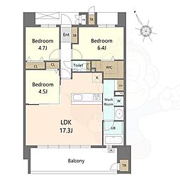 S-RESIDENCE愛宕SOUTH 3LDKの間取図画像