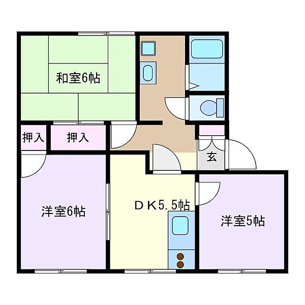 フローラルハイムA 102｜茨城県取手市井野(賃貸アパート3DK・1階・50.81㎡)の写真 その2