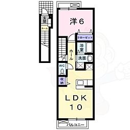 メイプルコート2 1LDKの間取図画像