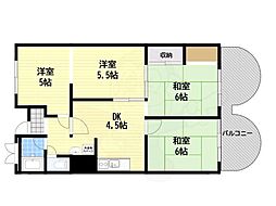 ハイツ八木 4DKの間取図画像