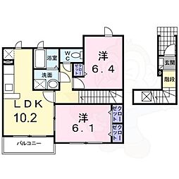イーハトーヴ勝根A 2LDKの間取図画像