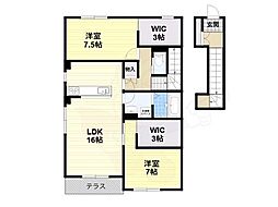 ヒルトップU 2LDKの間取図画像
