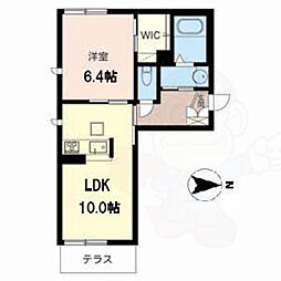 ヴェルジェ2 1LDKの間取図画像