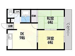 グローリーマンション 2DKの間取図画像