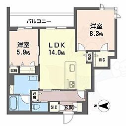 シャーメゾン ルクール 2LDKの間取図画像