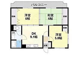 フルーエント4 3DKの間取図画像