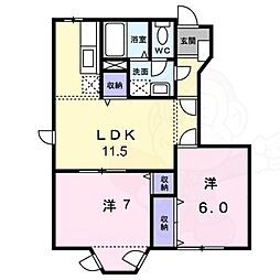 ル・プレンシュルA 2LDKの間取図画像