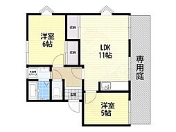 ハイツアミュニティ逢坂 2LDKの間取図画像
