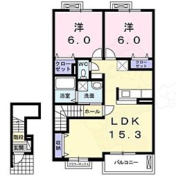 サニーヴィラ 2LDKの間取図画像