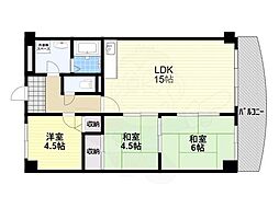 サンプラザ神楽 3LDKの間取図画像