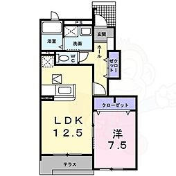 ガーデンヒルズ 1LDKの間取図画像