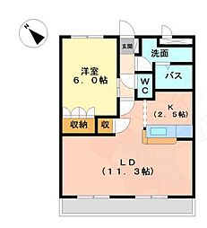 ビューテラス 1LDKの間取図画像