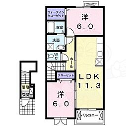 イリーデA 2LDKの間取図画像