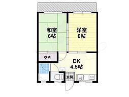 コーポ津川 2DKの間取図画像