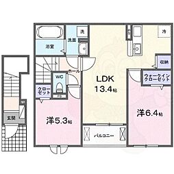ピュアブルーム 2LDKの間取図画像