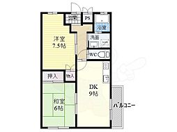 OMレジデンス橿原 2DKの間取図画像