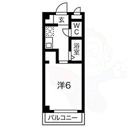 八木ロイヤルハイツ 1Kの間取図画像