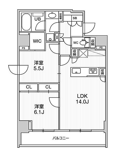 シーズンフラッツ両国EAST 702｜東京都墨田区緑2丁目(賃貸マンション2LDK・5階・60.99㎡)の写真 その2