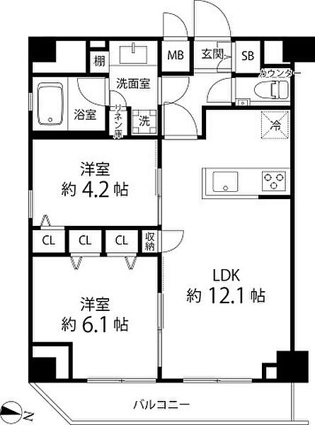 パークサイド錦糸町レジデンス 601｜東京都墨田区石原4丁目(賃貸マンション2LDK・6階・52.38㎡)の写真 その2