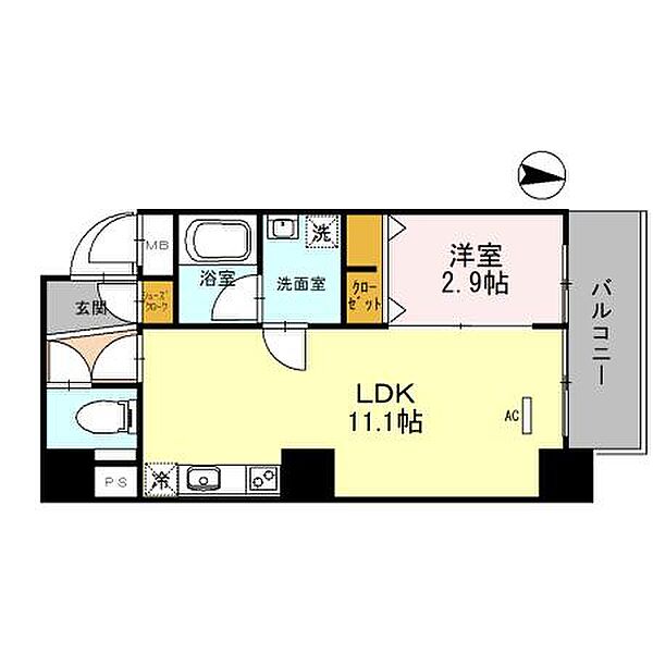 Ｍ：ＣＯＵＲＴ新町 402｜大阪府大阪市西区新町1丁目(賃貸マンション1LDK・4階・34.98㎡)の写真 その2