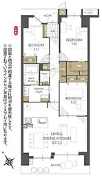 ルイシャトレ船橋習志野台 3LDKの間取図画像