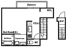 サニーガーデン宮北 1Kの間取図画像