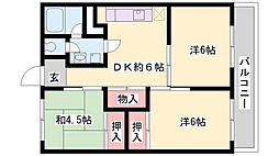 奥村ハイツ 3DKの間取図画像