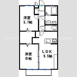 サンガーデン 2LDKの間取図画像