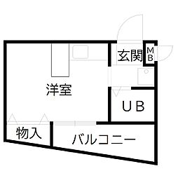 プレアール粟津3 ワンルームの間取図画像