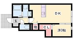 クレセント 1DKの間取図画像