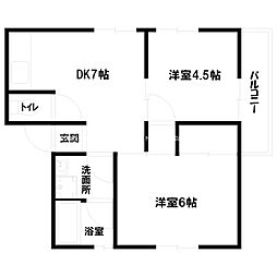 サニー土山コーポ 2DKの間取図画像