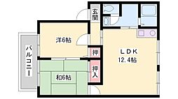 チェスナットB棟 2LDKの間取図画像