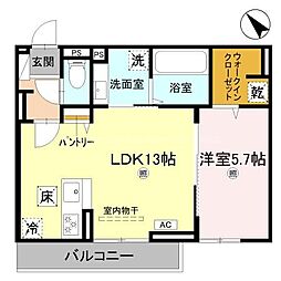 D-PLACE良野 1LDKの間取図画像