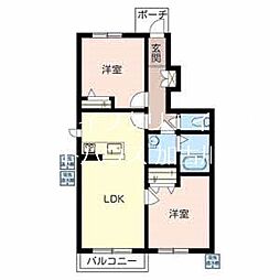 ニューフォーレスナガタA棟 2LDKの間取図画像