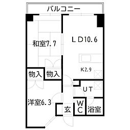 東加古川ミオ 2LDKの間取図画像