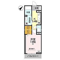 レジデンス尾上町 1Kの間取図画像