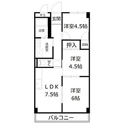 フローラハイツみのり 3DKの間取図画像