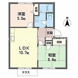 グリーンロードきた 2LDKの間取図画像
