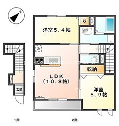 サンコート北在家 2LDKの間取図画像